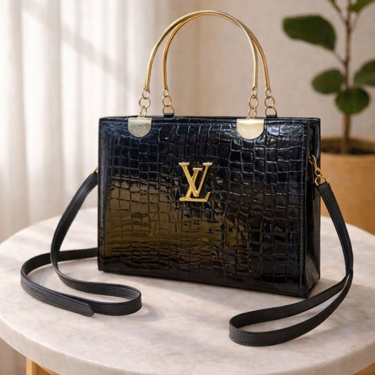 Noir Croc Élite Handbag